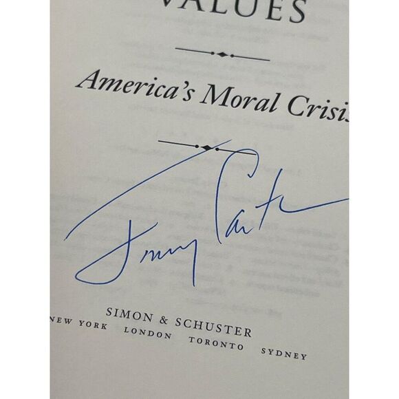 Jimmy Carter Signed Book Our Endangered Values Full Name Rare JSA COA - Picture 4 of 9